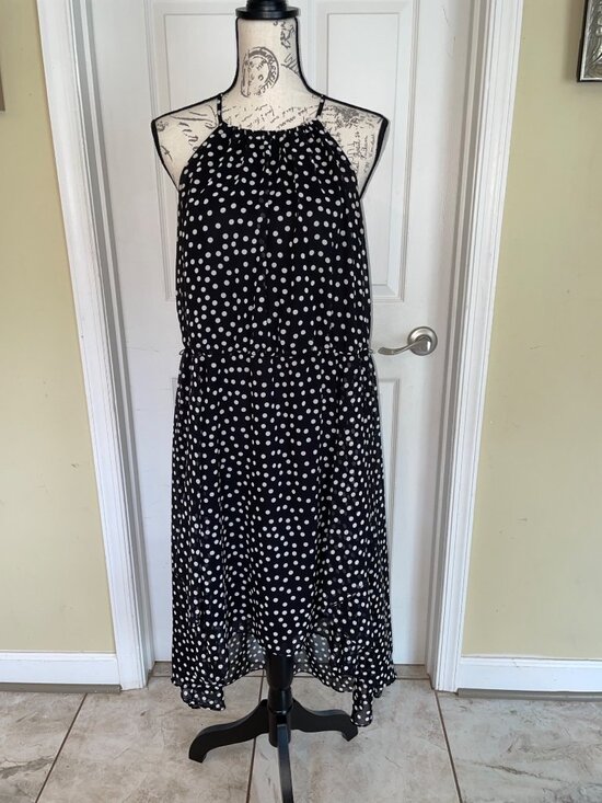 White House Black Market Dresses & Skirts - White House Black Market Black White Polka-dots Halter Sleeveless High Low 12